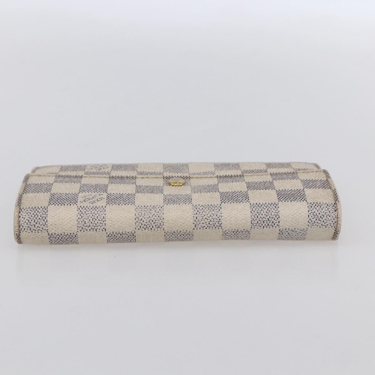 LOUIS VUITTON Damier Azur Portefeuille Sarah Long Wallet N61735 LV Auth BA8380