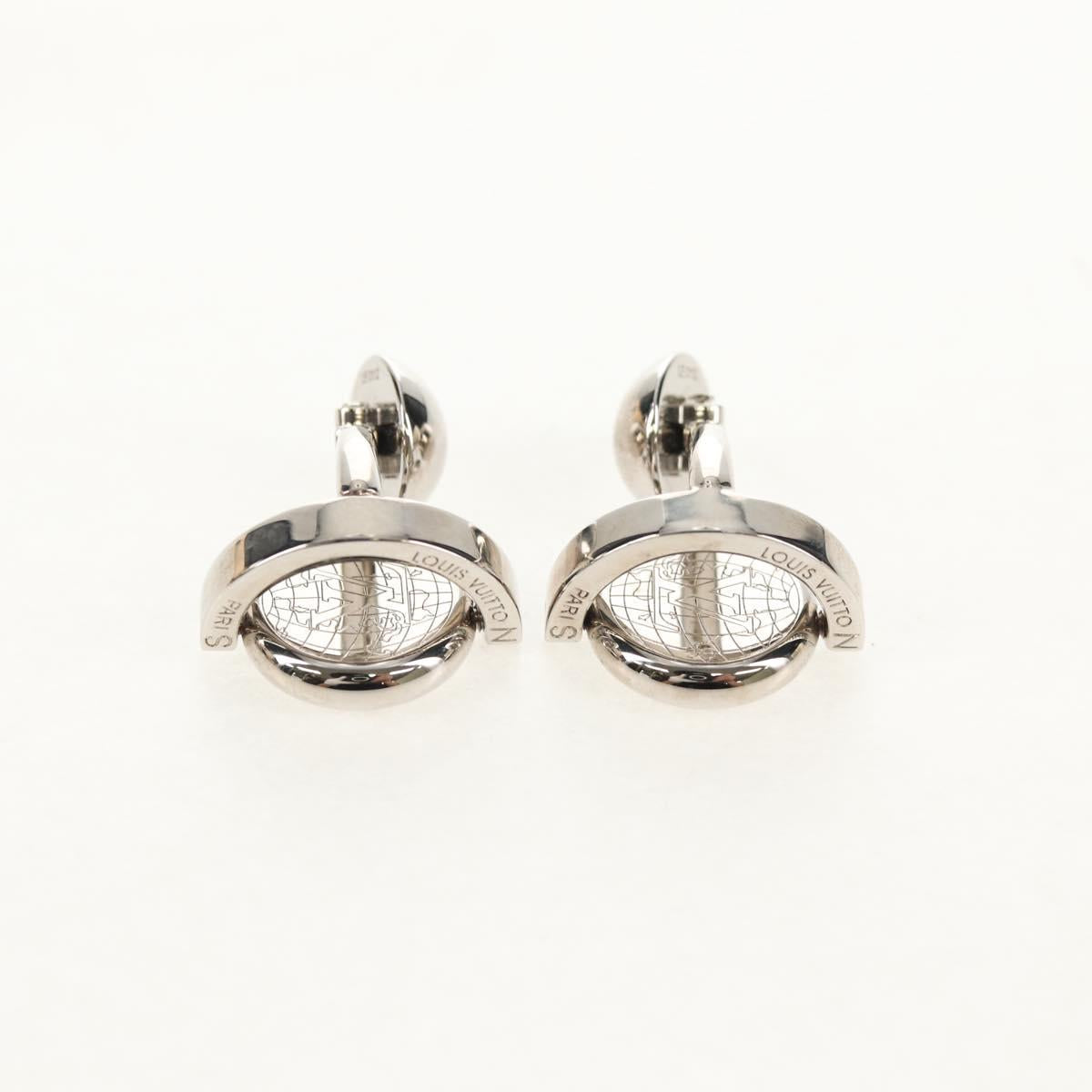 LOUIS VUITTON Damier Ebene Cuff Case Set Cuffs Silver LV Auth BA8383V