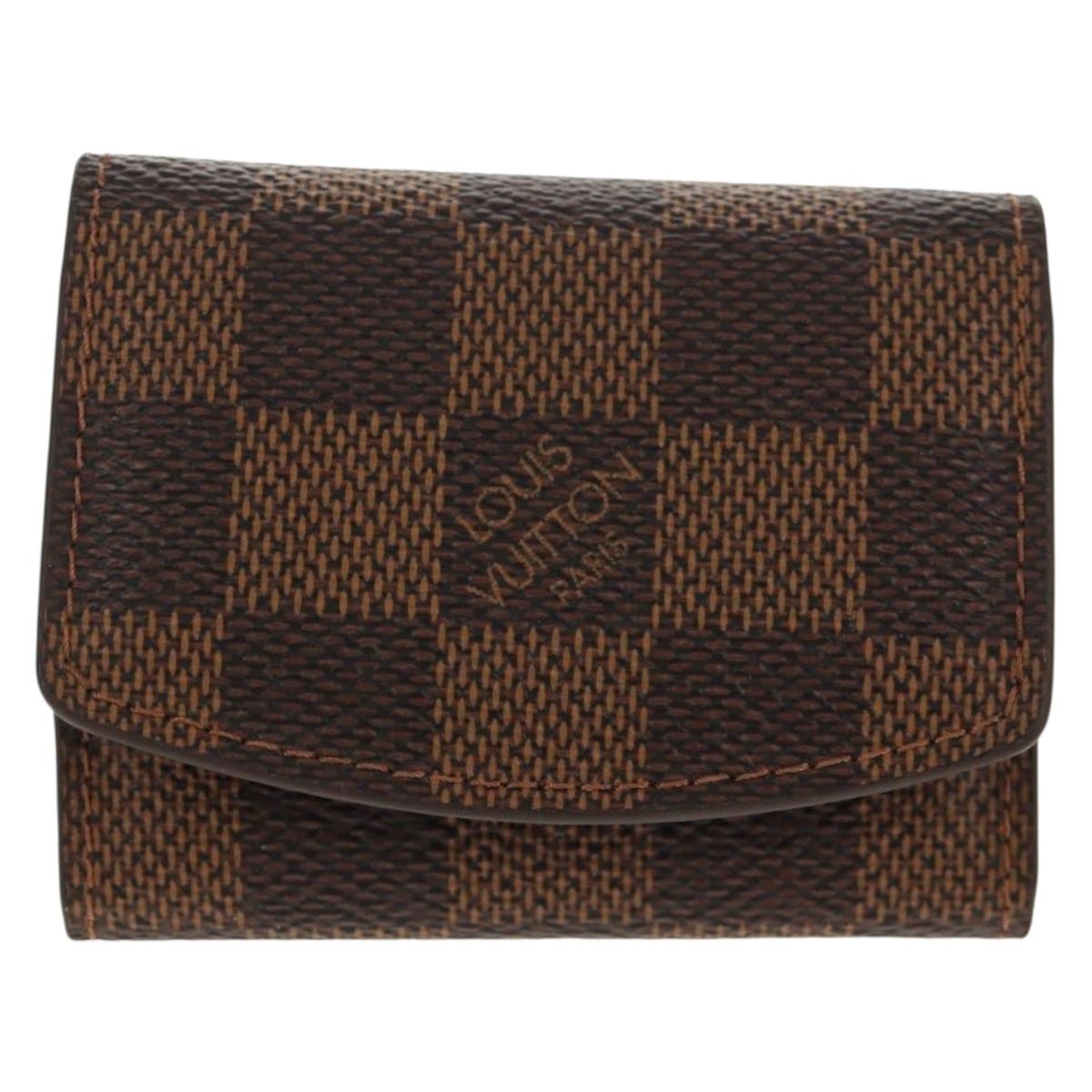 LOUIS VUITTON Damier Ebene Cuff Case Set Cuffs Silver LV Auth BA8383V