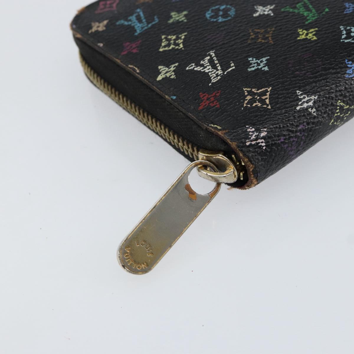 LOUIS VUITTON Monogram Multicolor Zippy Wallet Black M60243 LV Auth BA8385