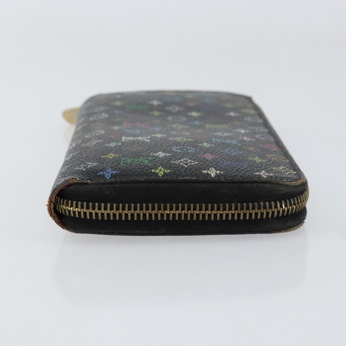 LOUIS VUITTON Monogram Multicolor Zippy Wallet Black M60243 LV Auth BA8385