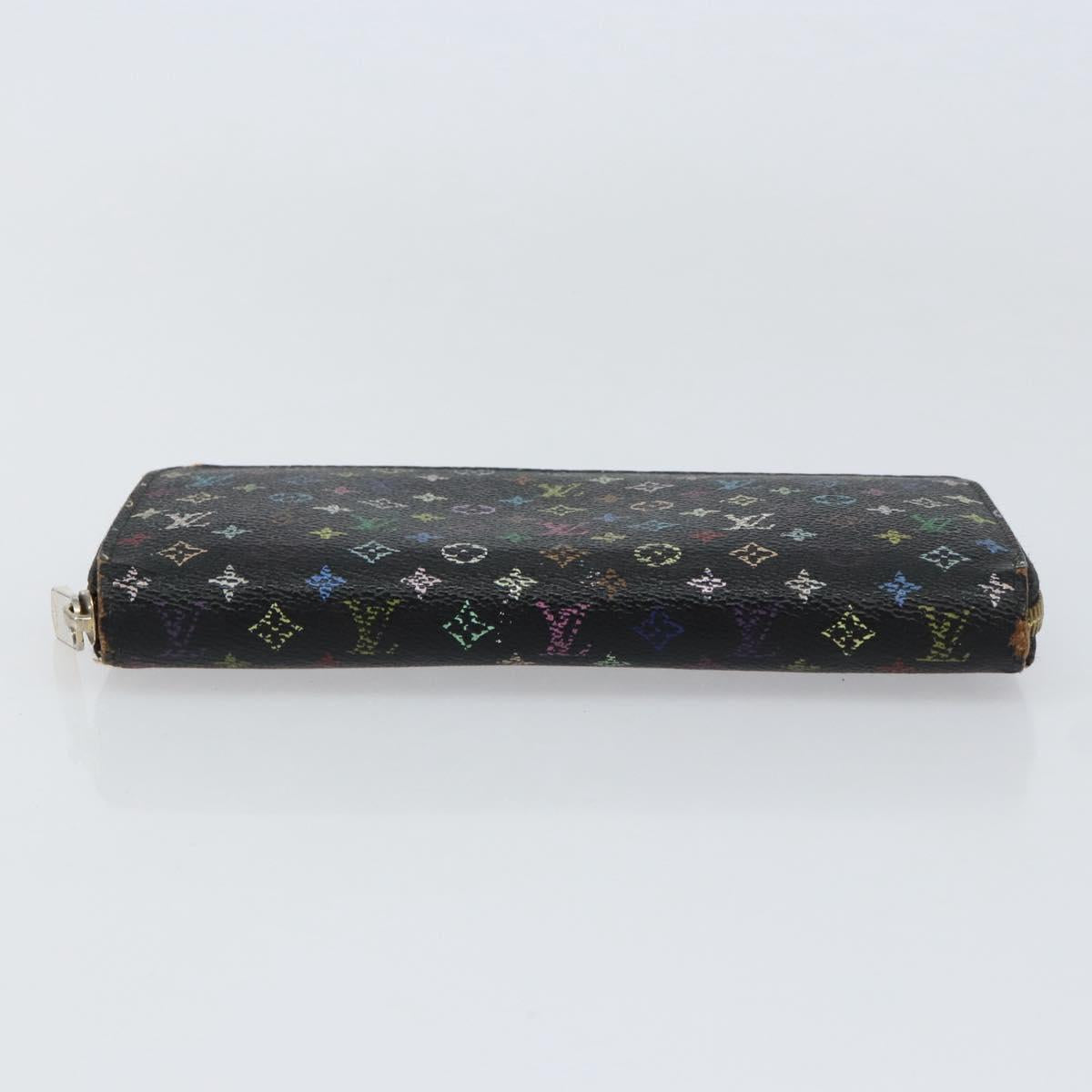 LOUIS VUITTON Monogram Multicolor Zippy Wallet Black M60243 LV Auth BA8385