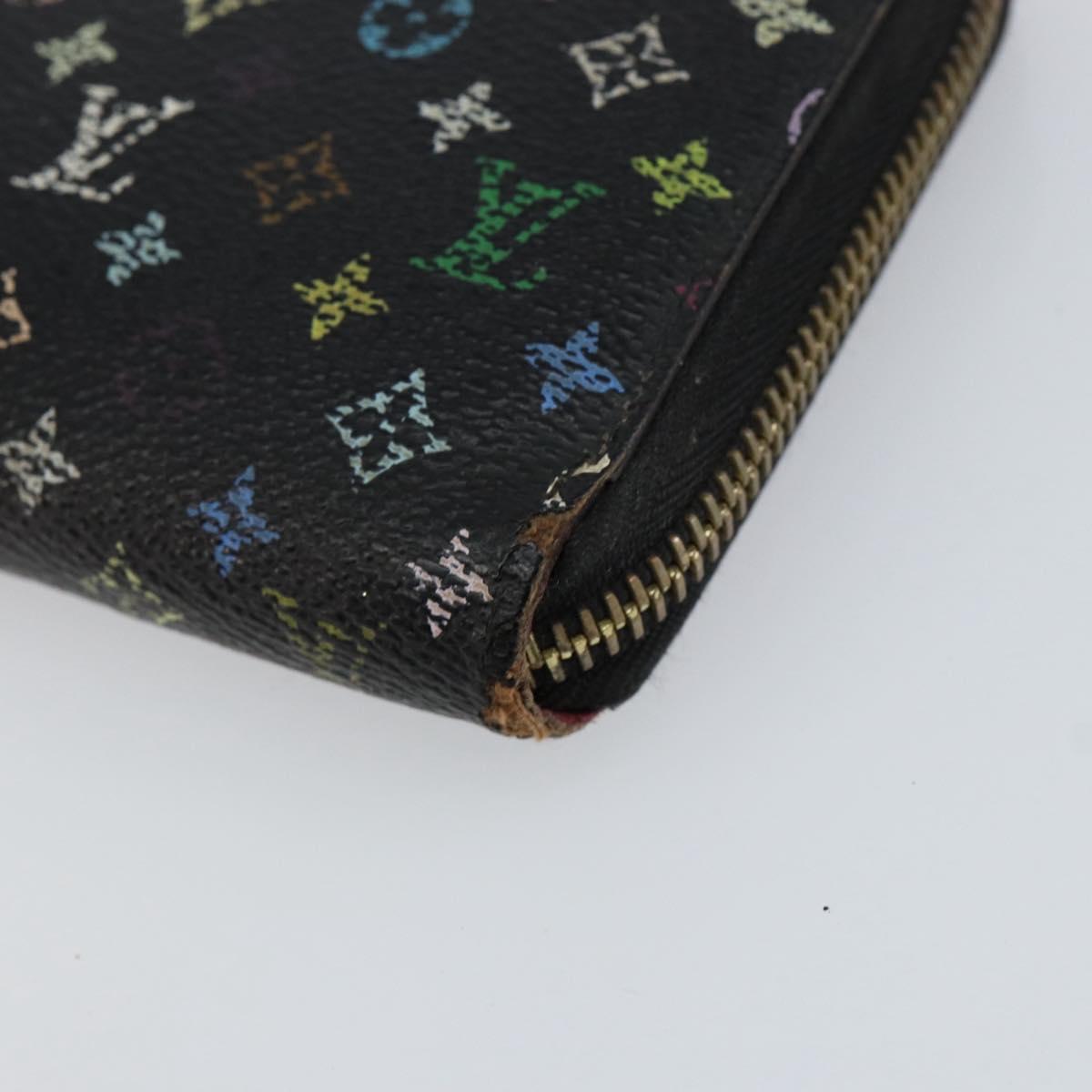 LOUIS VUITTON Monogram Multicolor Zippy Wallet Black M60243 LV Auth BA8385