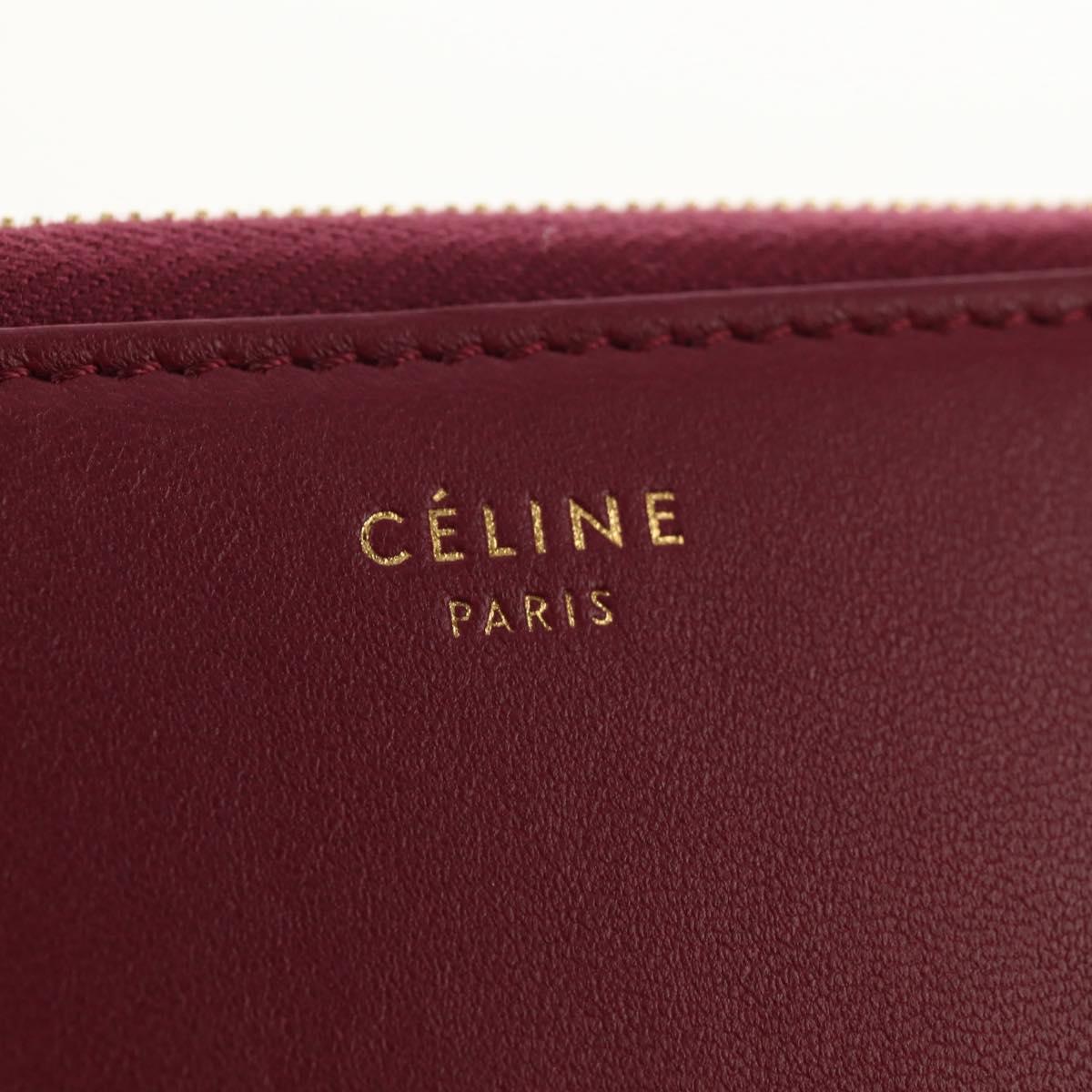CELINE Long Wallet Leather Bordeaux Gold Auth BA8387V