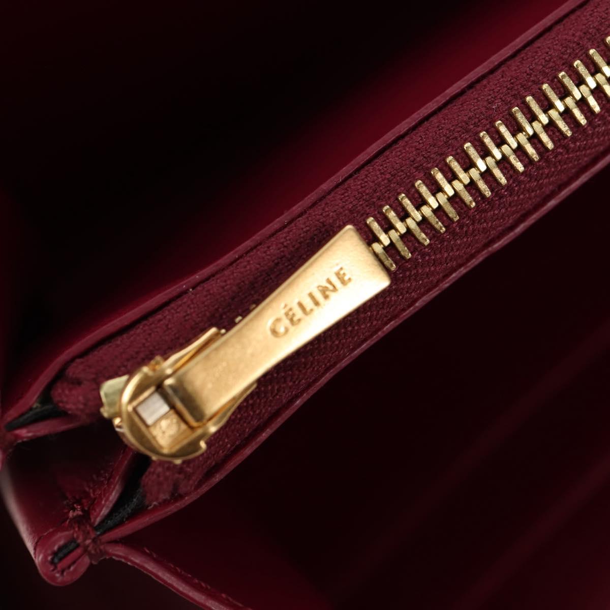 CELINE Long Wallet Leather Bordeaux Gold Auth BA8387V