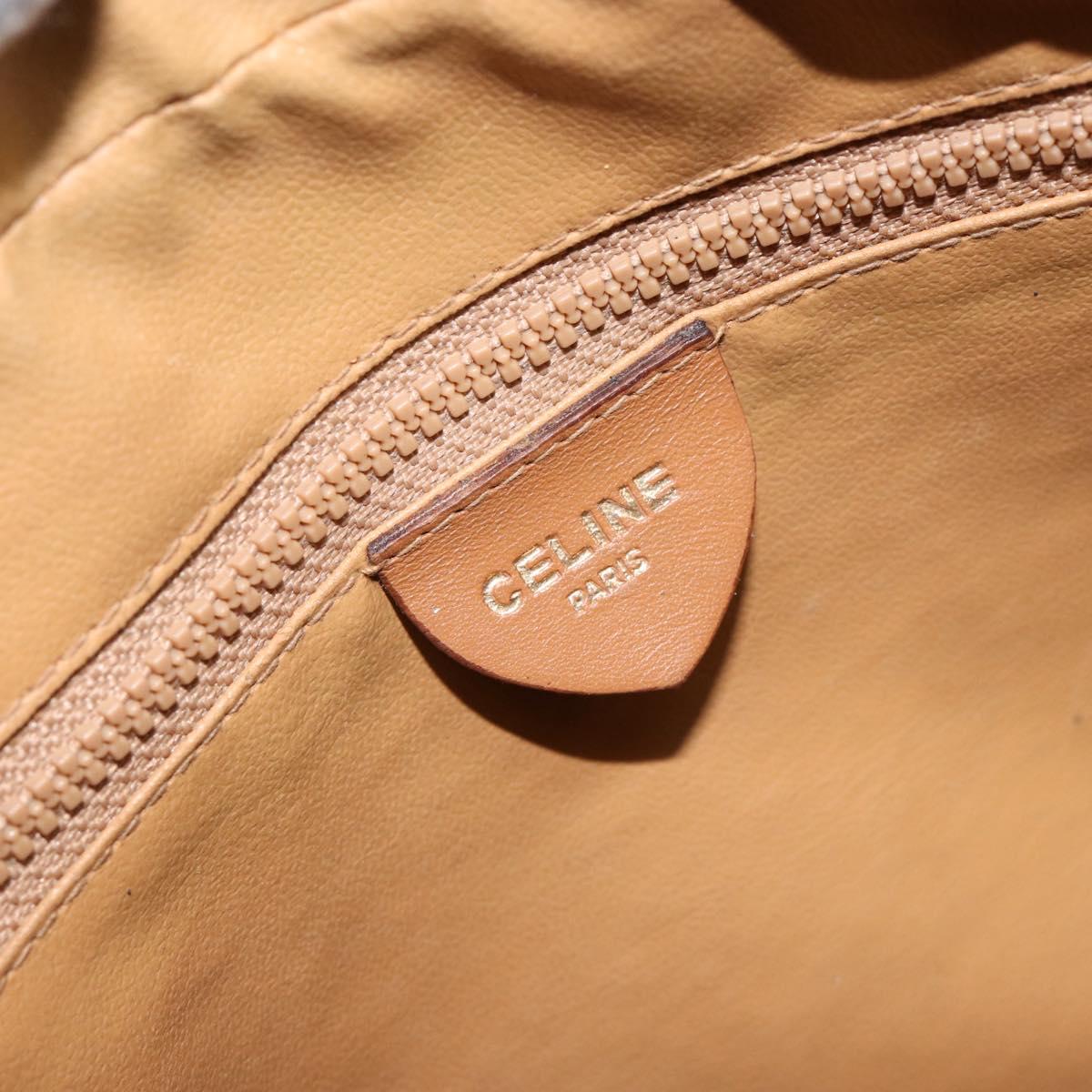 CELINE Macadam Canvas Shoulder Bag PVC Leather Brown Gold Auth BA8388