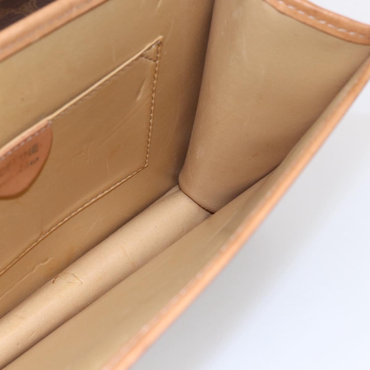 CELINE Macadam Canvas Shoulder Bag PVC Leather Brown Gold Auth BA8389