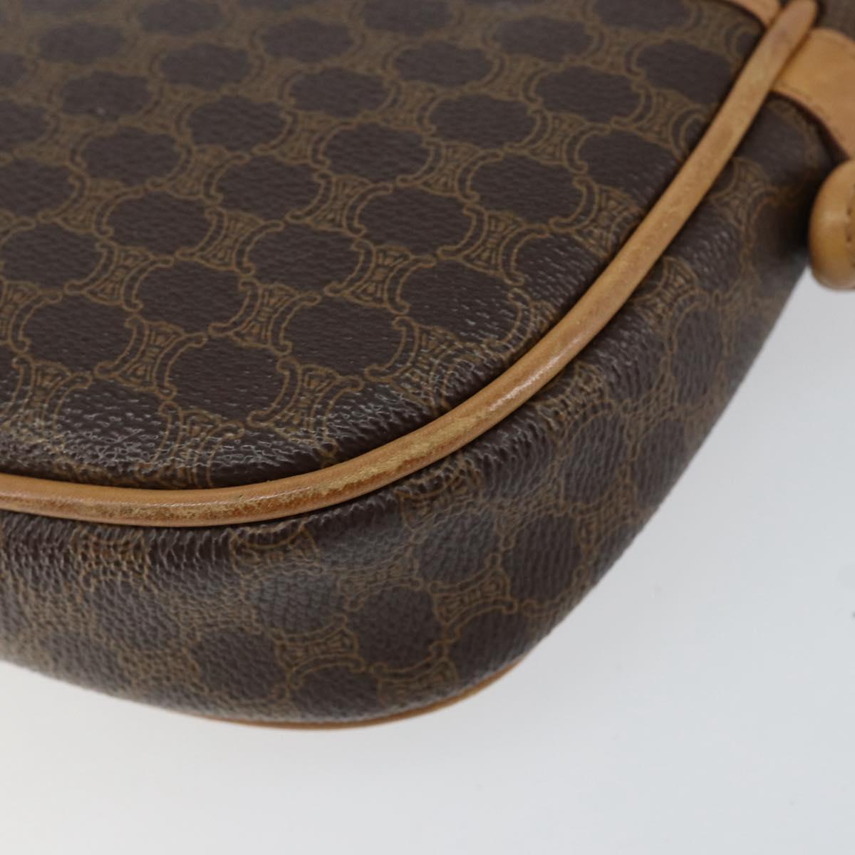 CELINE Macadam Canvas Shoulder Bag PVC Leather Brown Gold Auth BA8390
