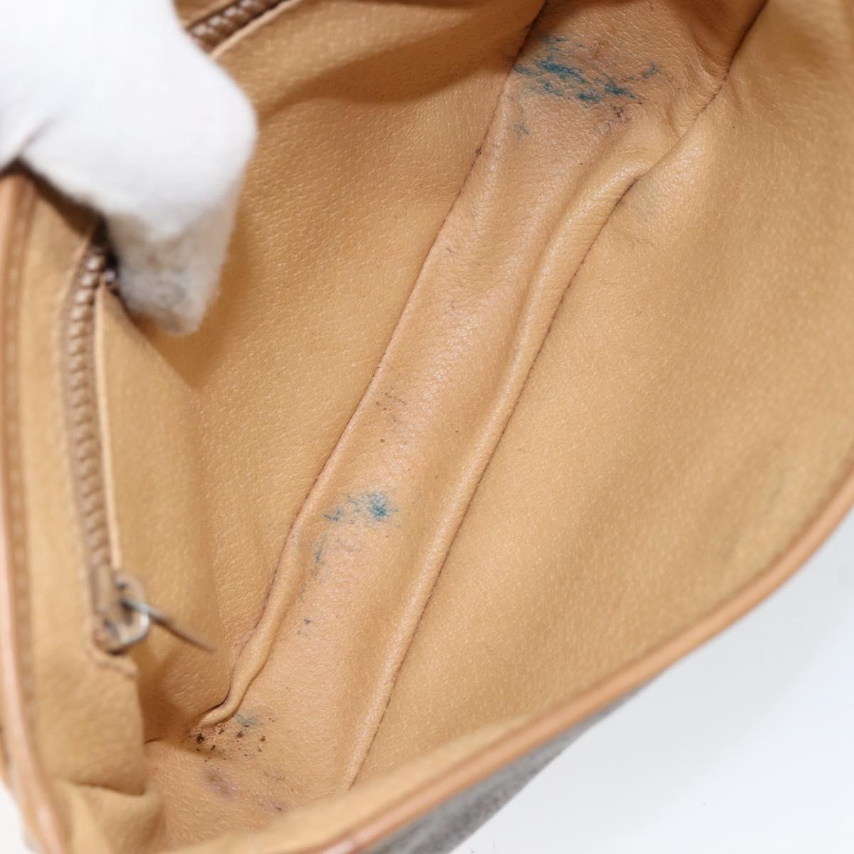 CELINE Macadam Canvas Shoulder Bag PVC Leather Brown Gold Auth BA8390