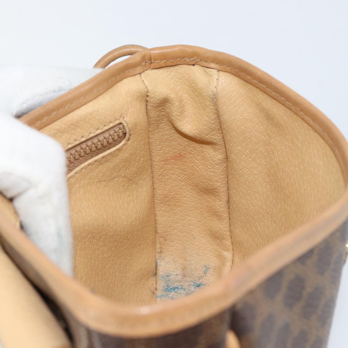 CELINE Macadam Canvas Shoulder Bag PVC Leather Brown Gold Auth BA8390