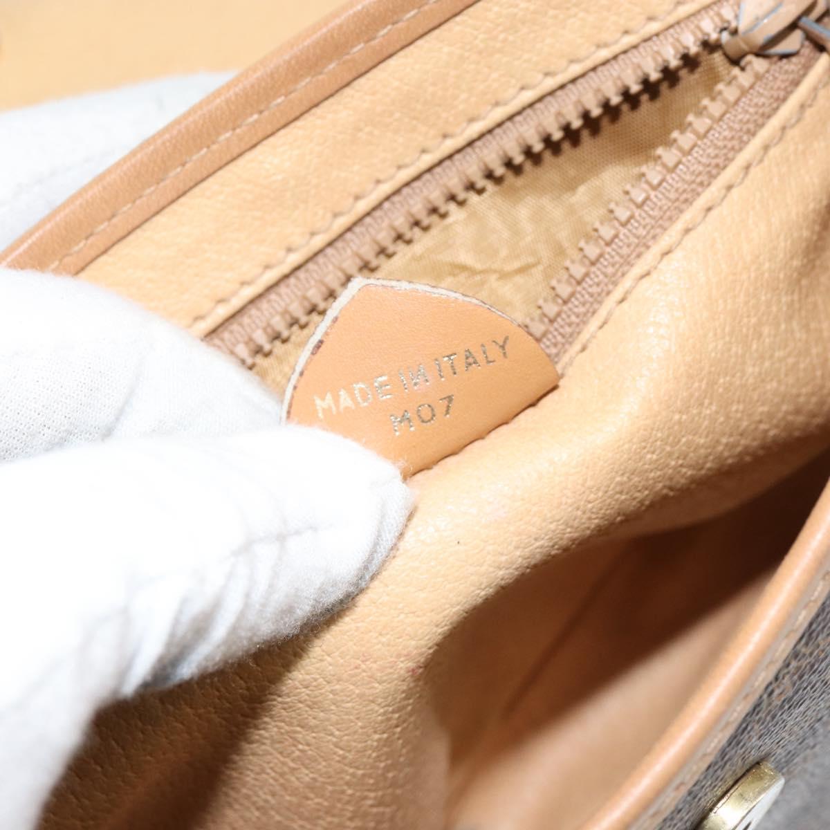 CELINE Macadam Canvas Shoulder Bag PVC Leather Brown Gold Auth BA8390