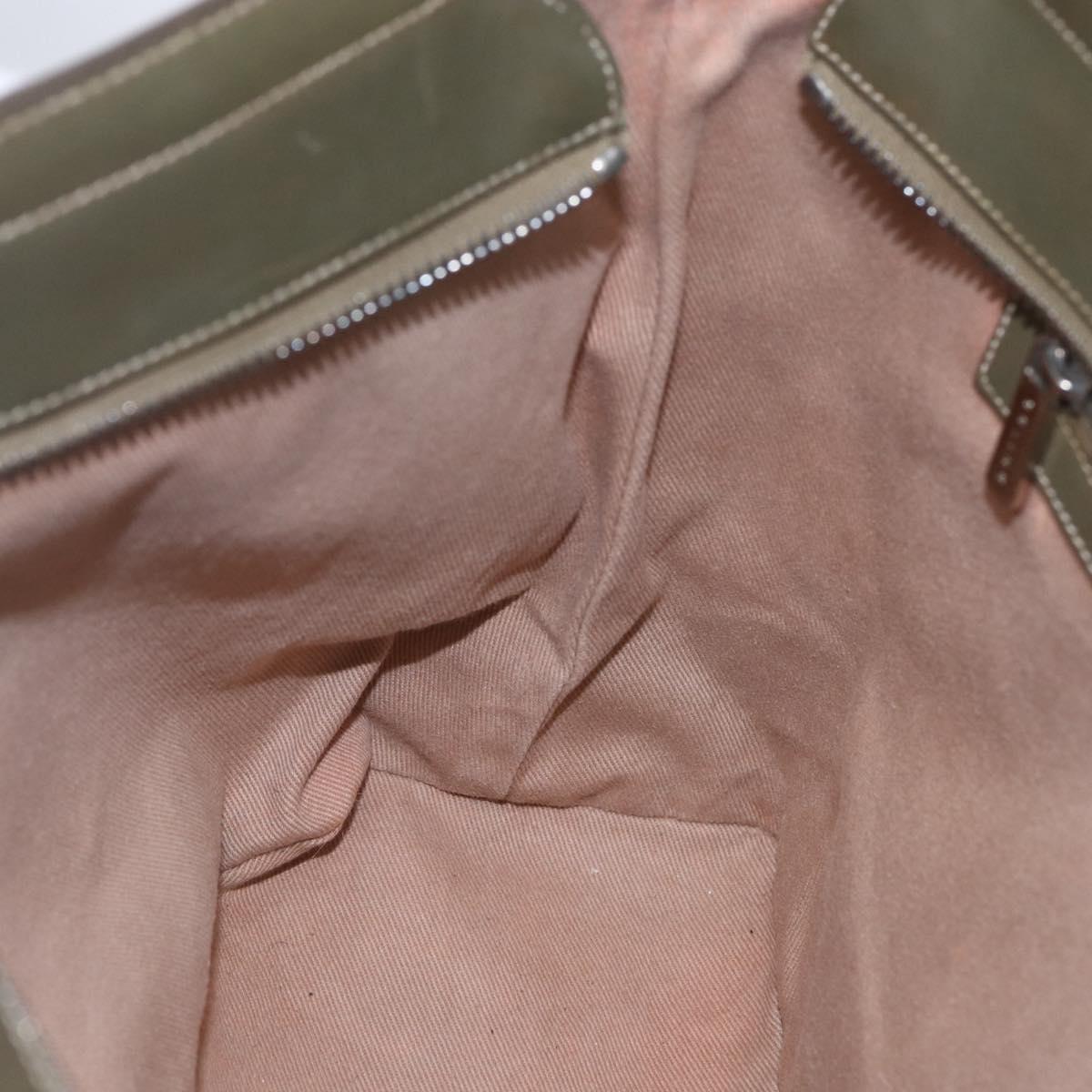 CELINE C Macadam Canvas Tote Bag Green Silver Auth BA8391