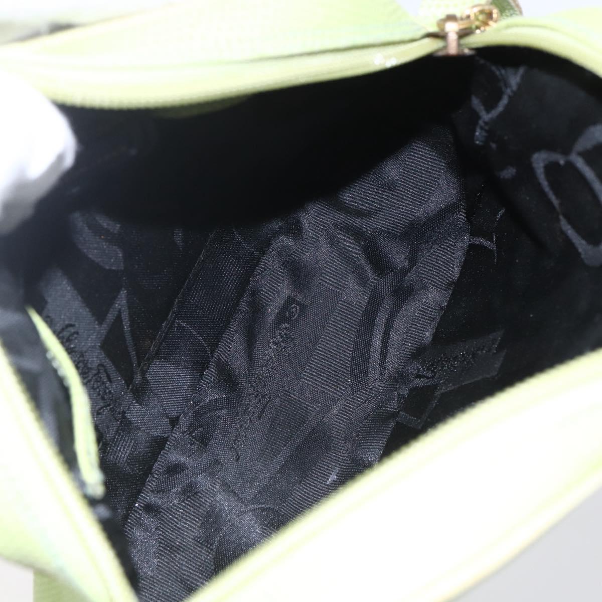 Salvatore Ferragamo Vala Shoulder Bag Leather Green Gold Auth BA8392