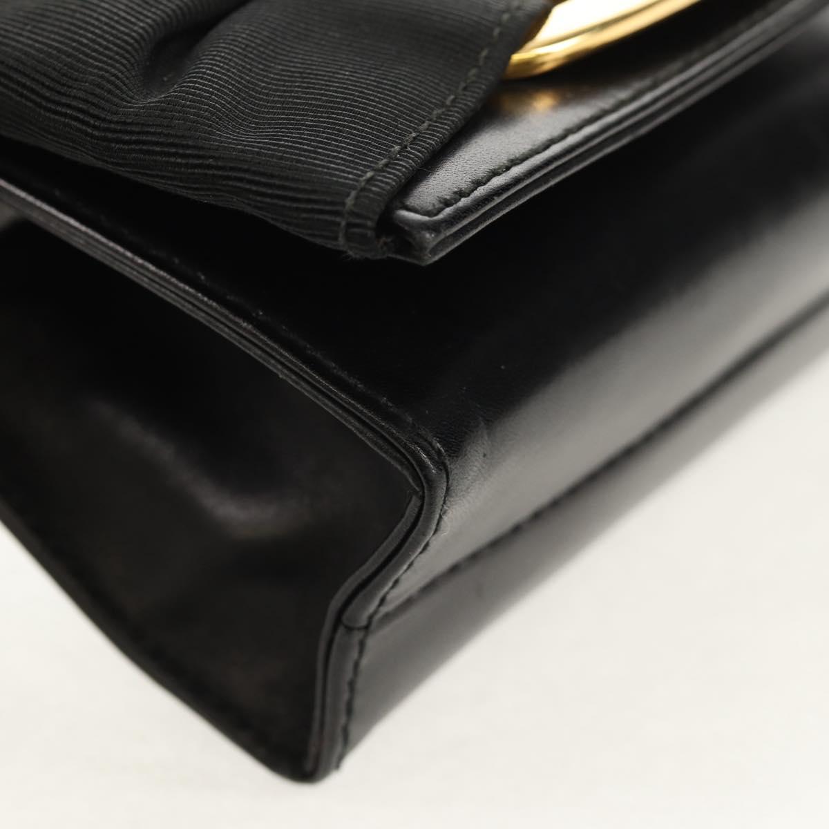 Salvatore Ferragamo Vala Shoulder Bag Leather Black Gold Auth BA8393V