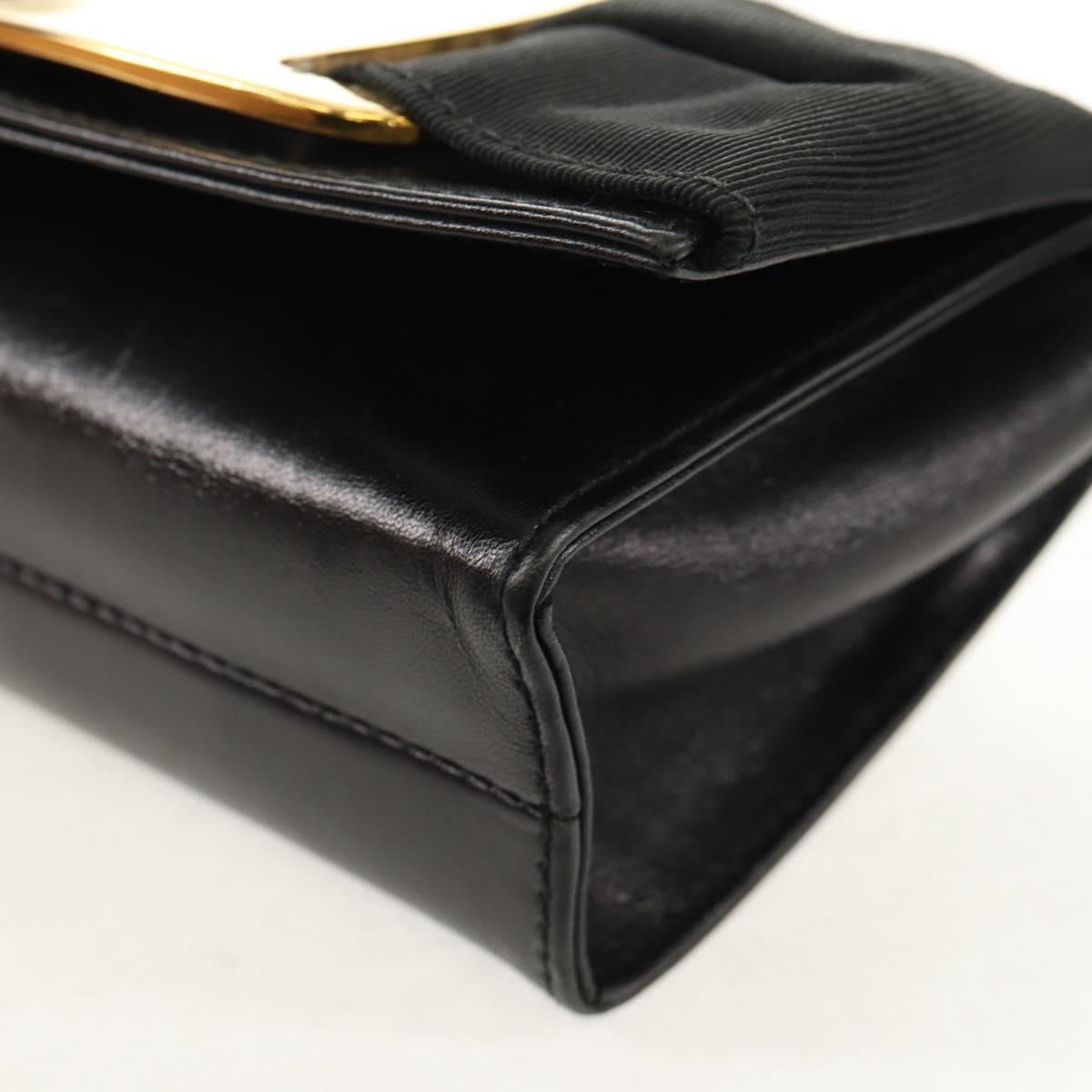 Salvatore Ferragamo Vala Shoulder Bag Leather Black Gold Auth BA8393V