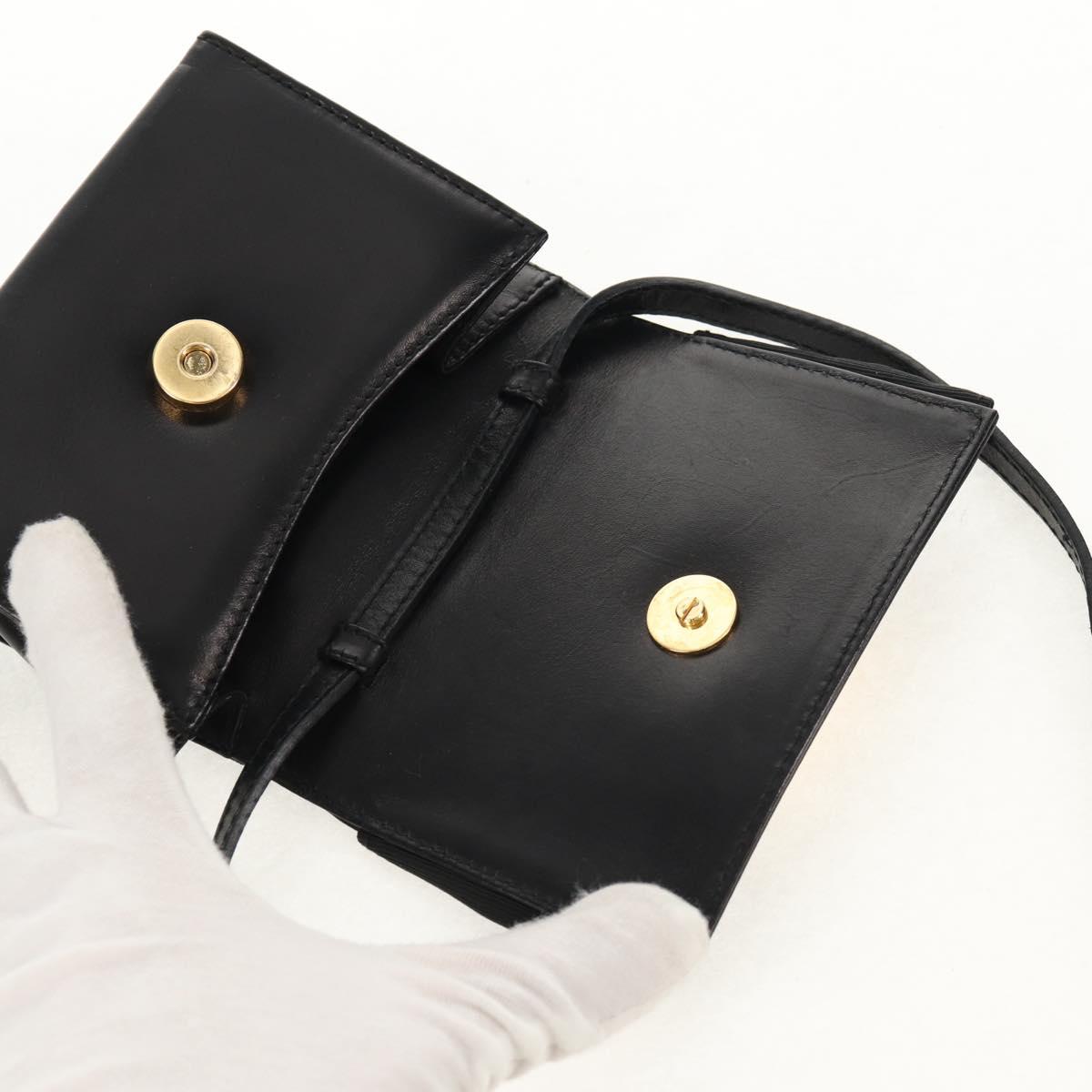 Salvatore Ferragamo Vala Shoulder Bag Leather Black Gold Auth BA8393V