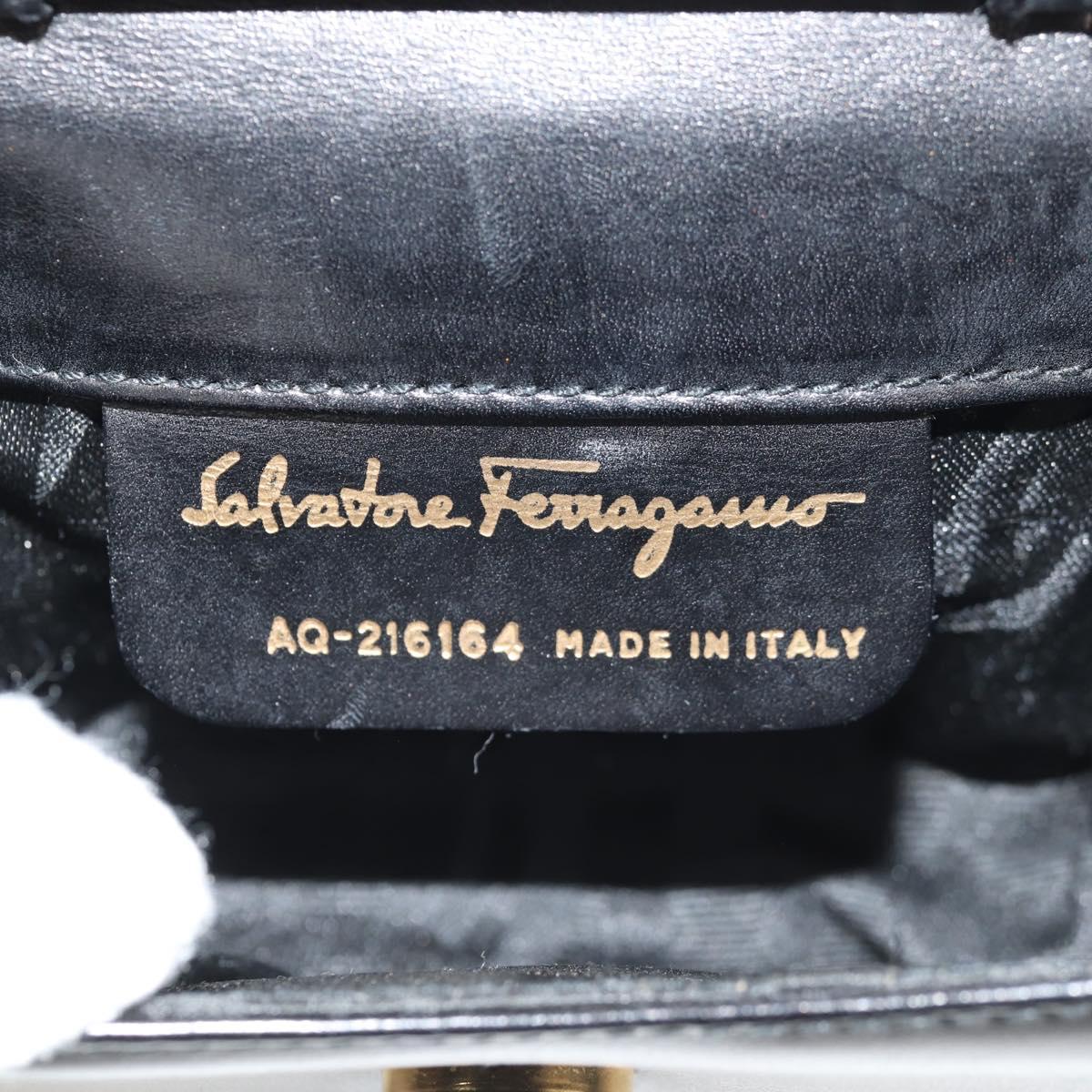 Salvatore Ferragamo Vala Shoulder Bag Leather Black Gold Auth BA8393V