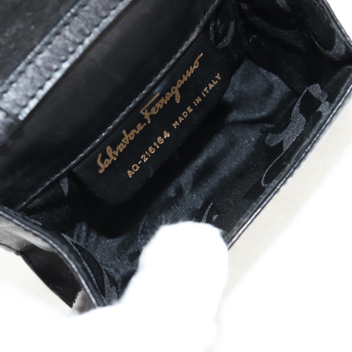 Salvatore Ferragamo Vala Shoulder Bag Leather Black Gold Auth BA8393V