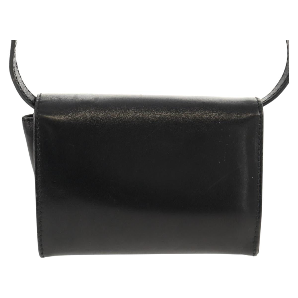 Salvatore Ferragamo Vala Shoulder Bag Leather Black Gold Auth BA8393V