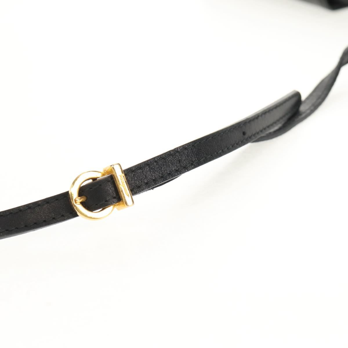 Salvatore Ferragamo Vala Shoulder Bag Leather Black Gold Auth BA8393V