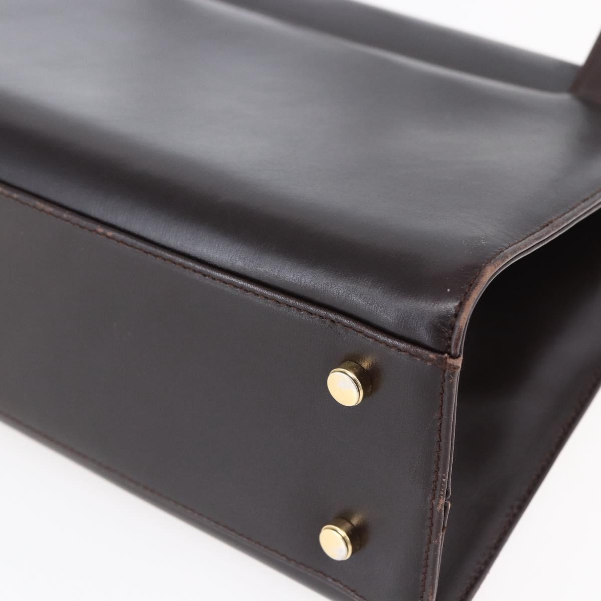 Salvatore Ferragamo Vala Tote Bag Leather Brown Gold Auth BA8394