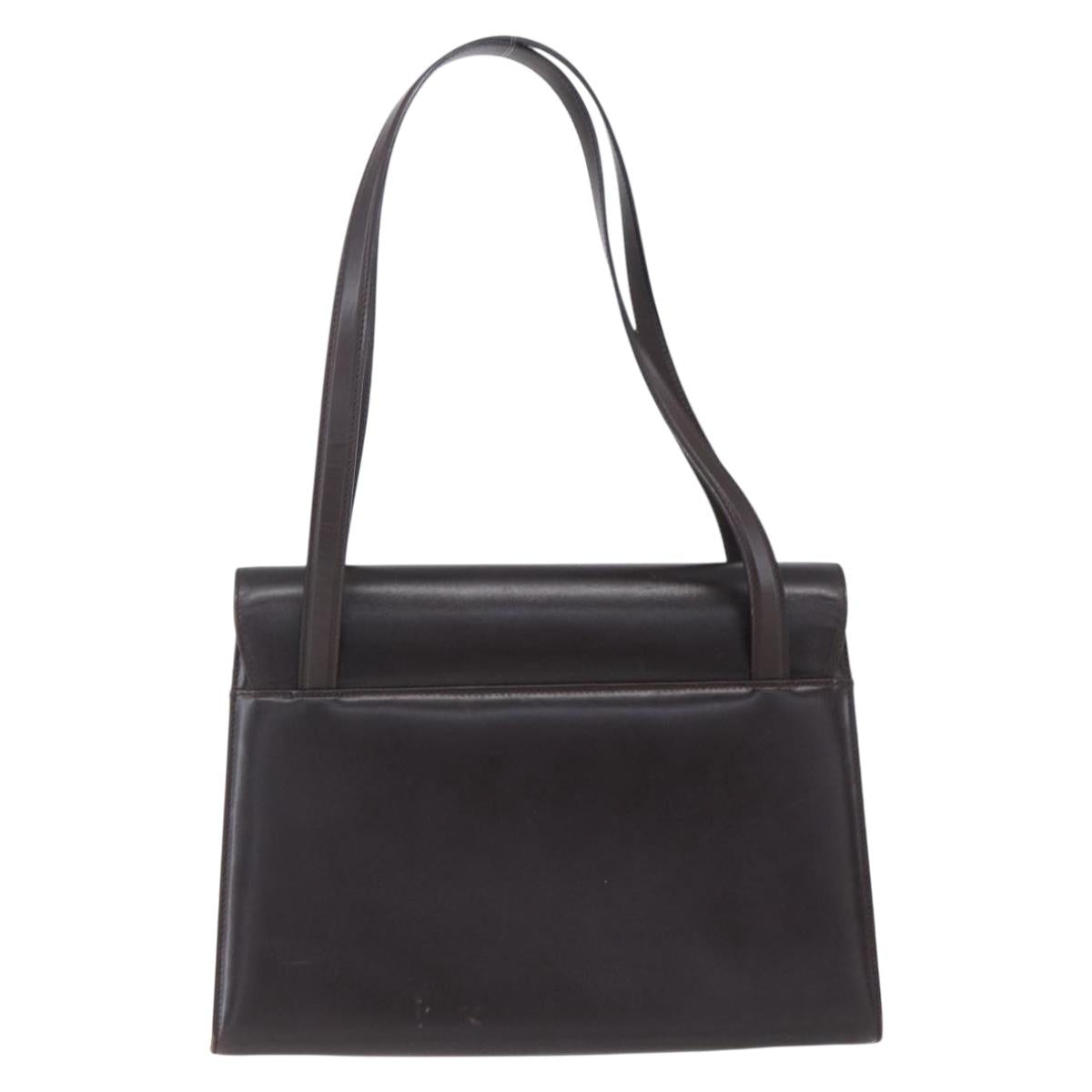 Salvatore Ferragamo Vala Tote Bag Leather Brown Gold Auth BA8394