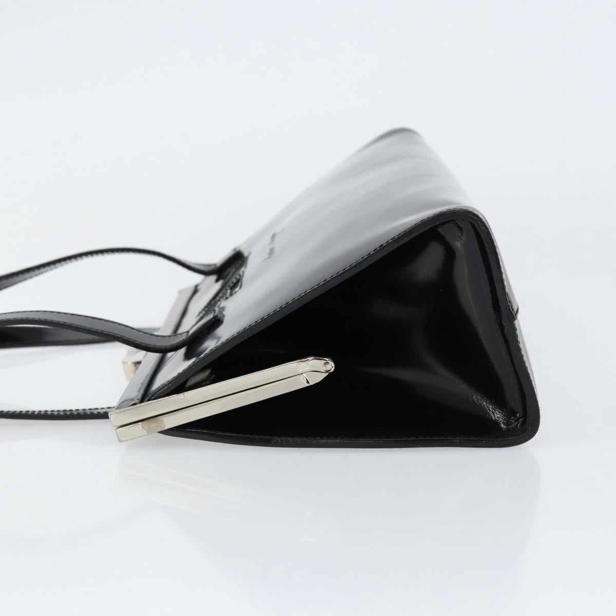 Salvatore Ferragamo Tote Bag Enamel Black Silver Auth BA8395