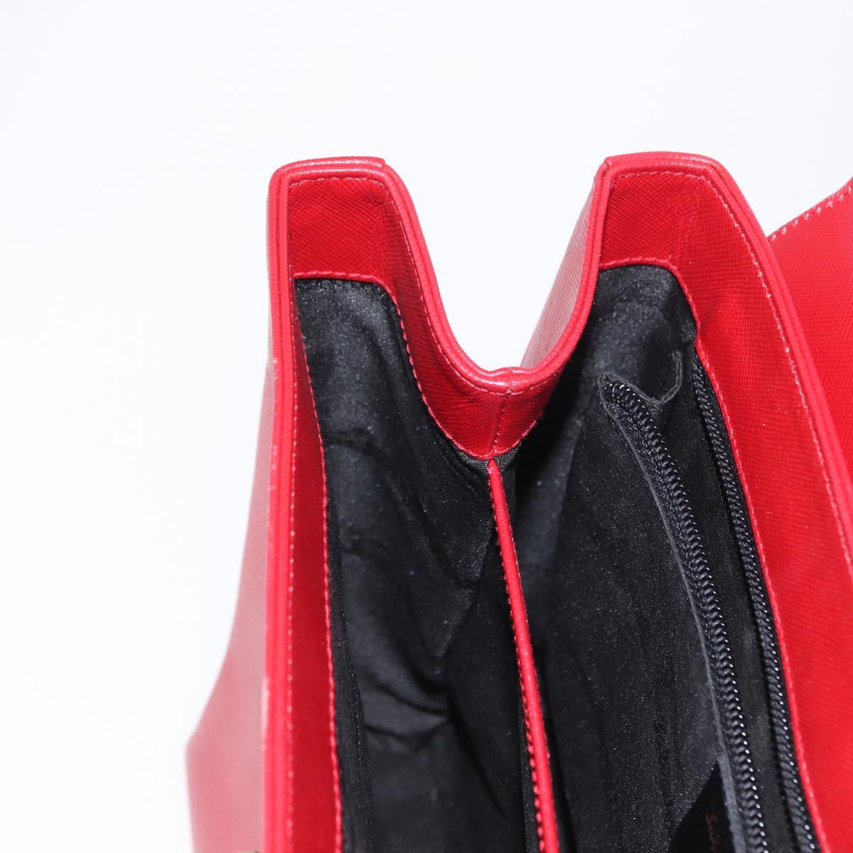 Salvatore Ferragamo Gancini Hand Bag Leather 2way Red Gold Auth BA8396