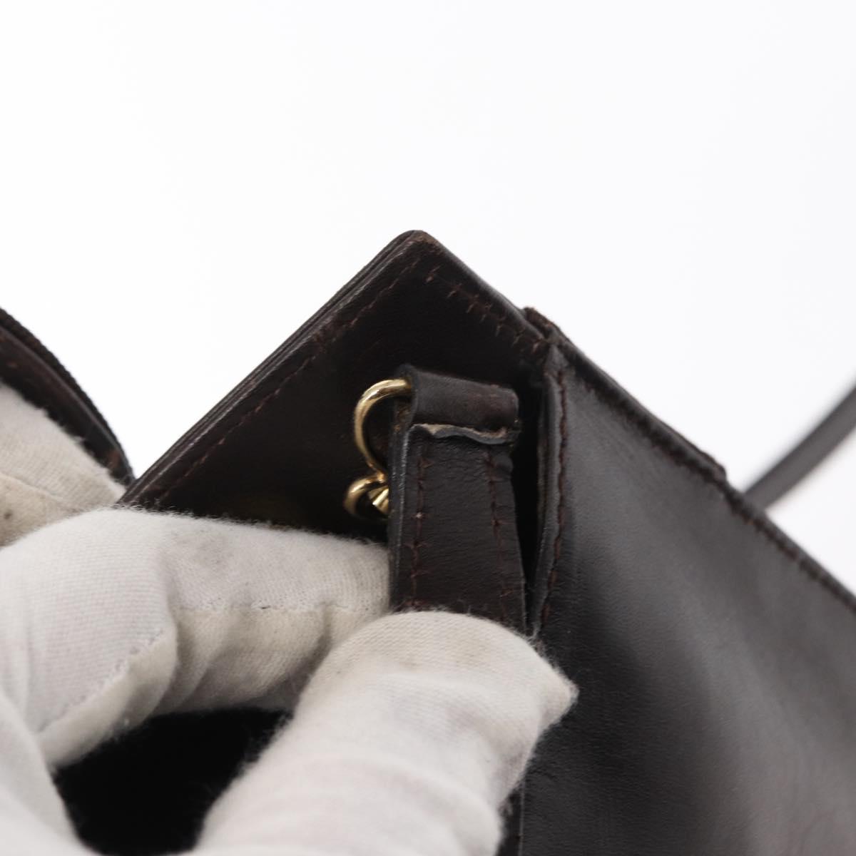 Salvatore Ferragamo Vala Hand Bag Leather 2way Brown Gold Auth BA8398