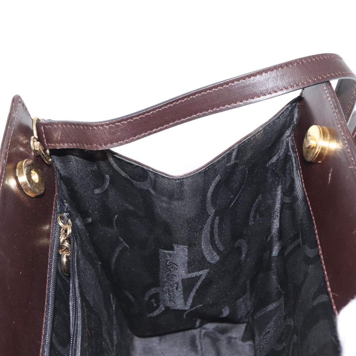 Salvatore Ferragamo Vala Hand Bag Leather 2way Brown Gold Auth BA8398