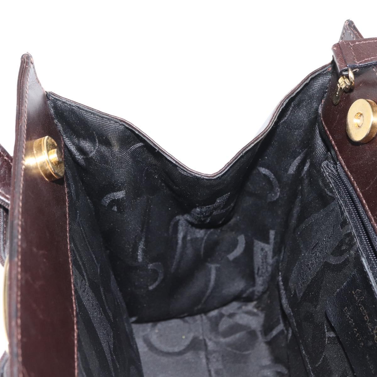 Salvatore Ferragamo Vala Hand Bag Leather 2way Brown Gold Auth BA8398