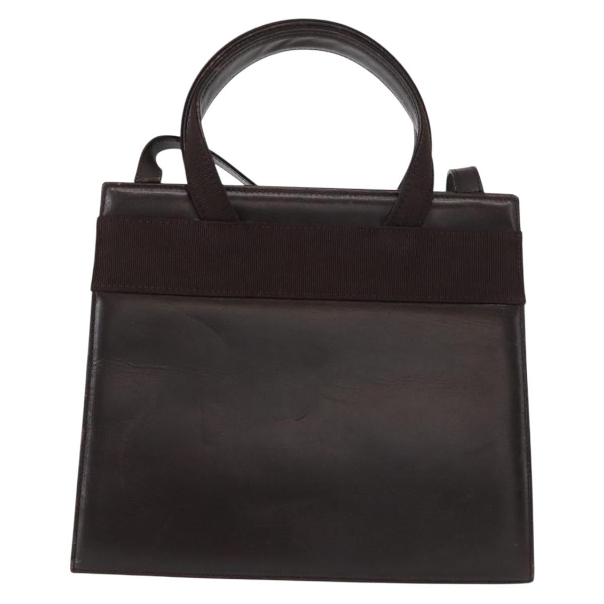 Salvatore Ferragamo Vala Hand Bag Leather 2way Brown Gold Auth BA8398