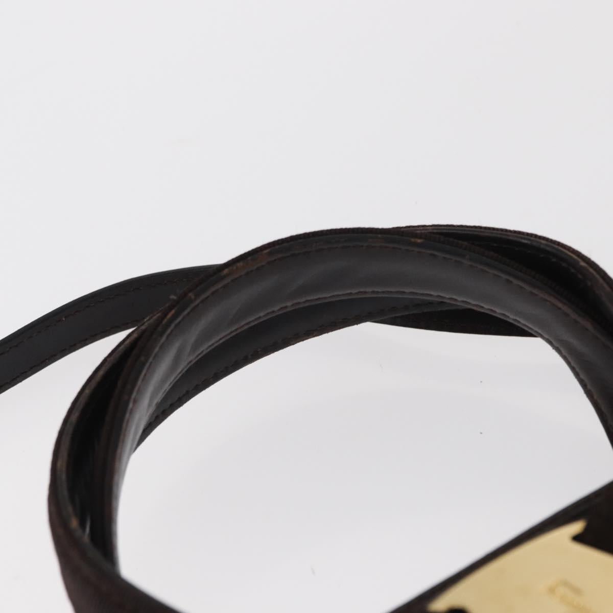 Salvatore Ferragamo Vala Hand Bag Leather 2way Brown Gold Auth BA8398