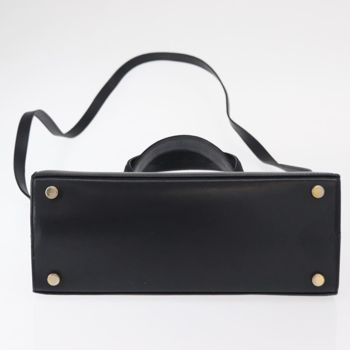 Salvatore Ferragamo Vala Hand Bag Leather 2way Navy Gold Auth BA8399