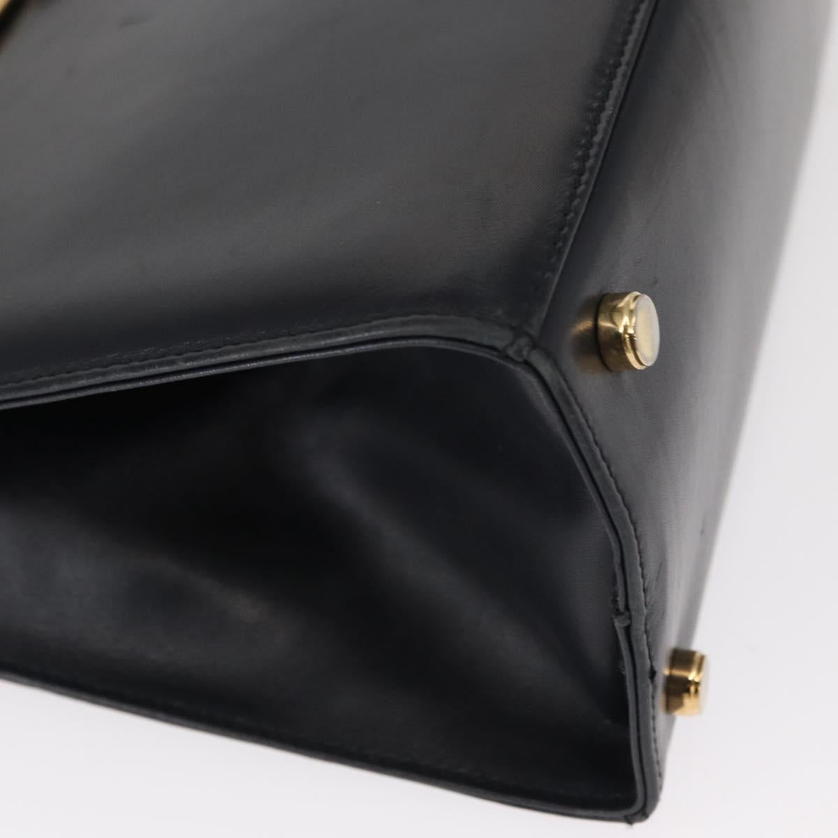 Salvatore Ferragamo Vala Hand Bag Leather 2way Navy Gold Auth BA8399