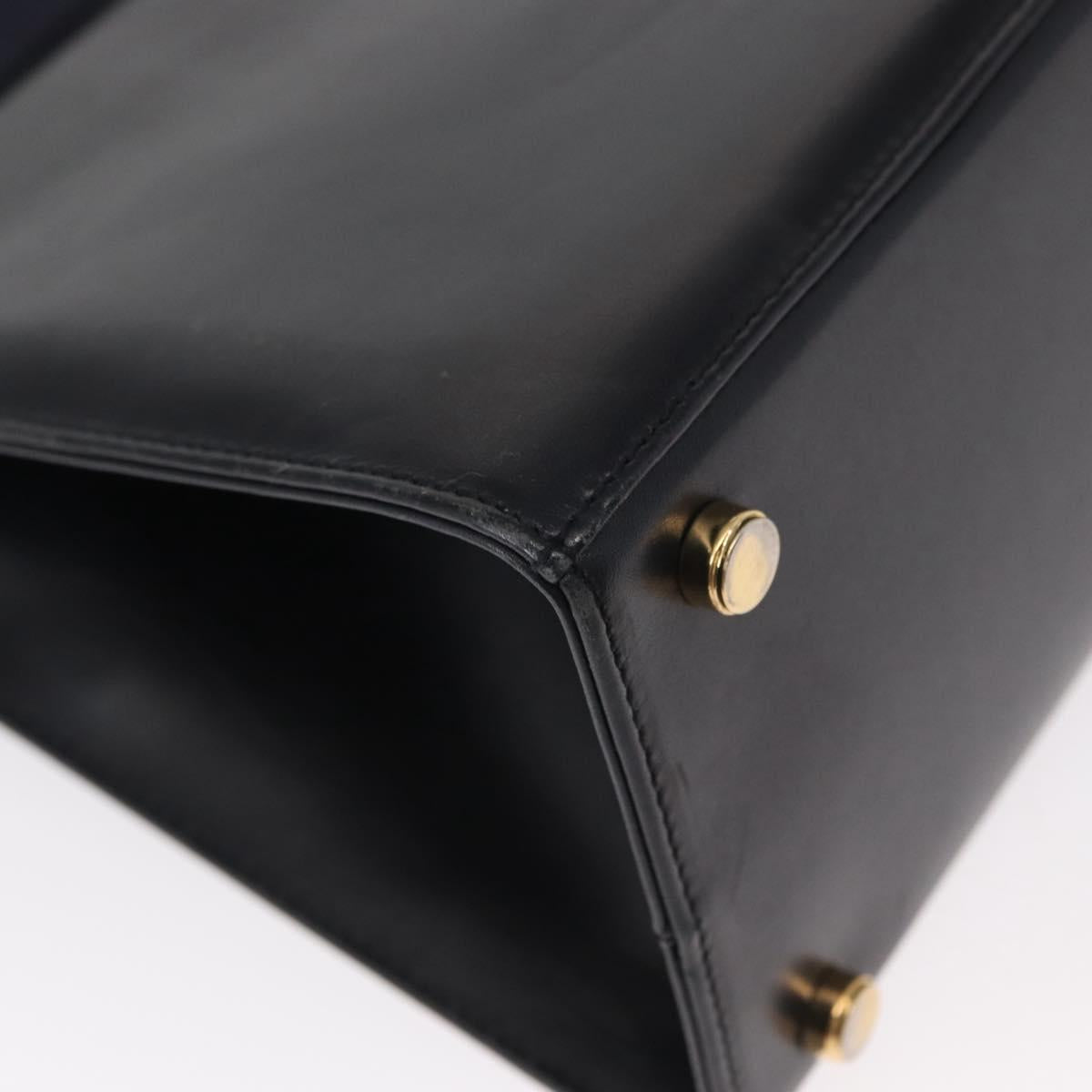 Salvatore Ferragamo Vala Hand Bag Leather 2way Navy Gold Auth BA8399