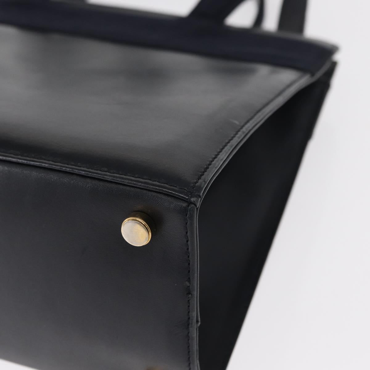 Salvatore Ferragamo Vala Hand Bag Leather 2way Navy Gold Auth BA8399