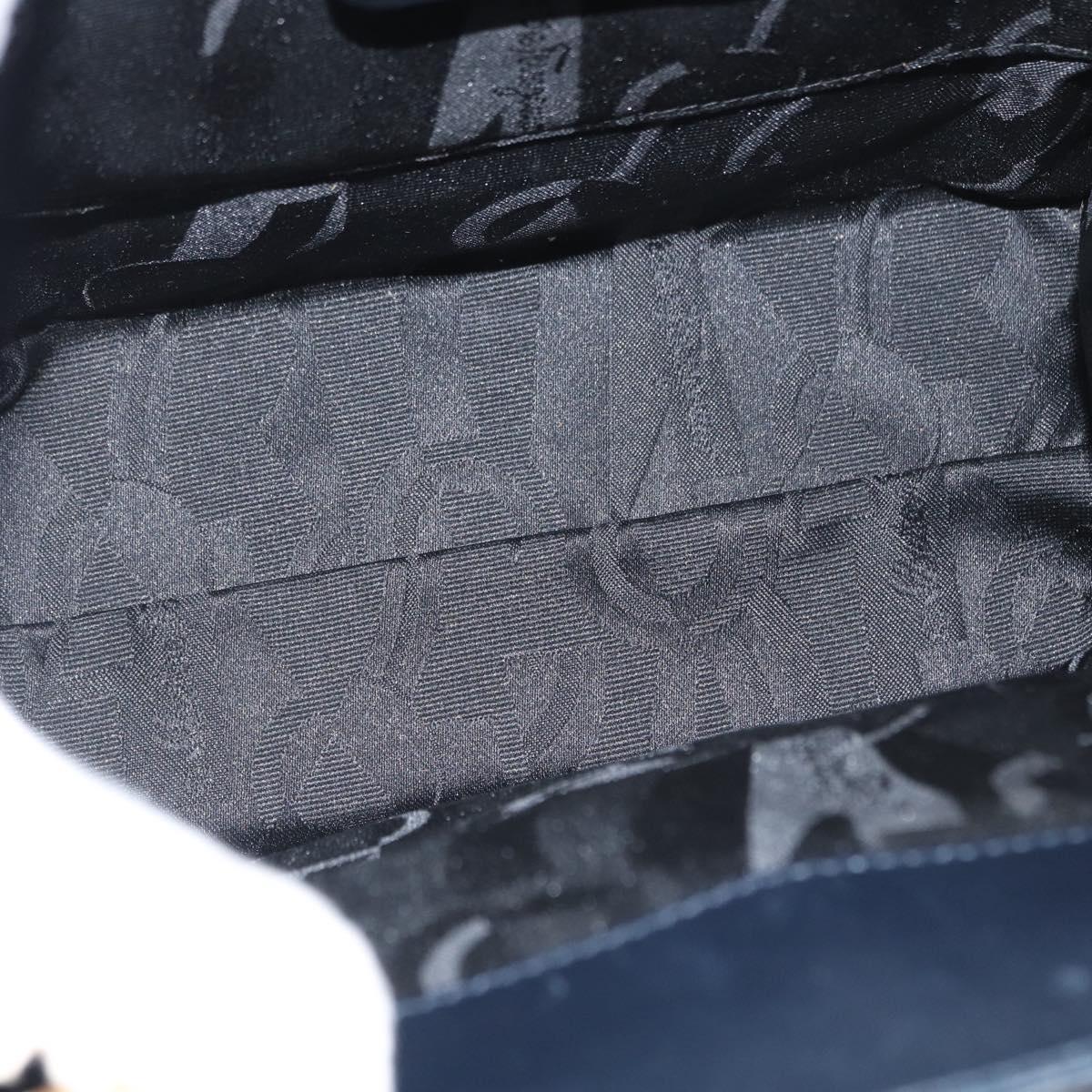 Salvatore Ferragamo Vala Hand Bag Leather 2way Navy Gold Auth BA8399