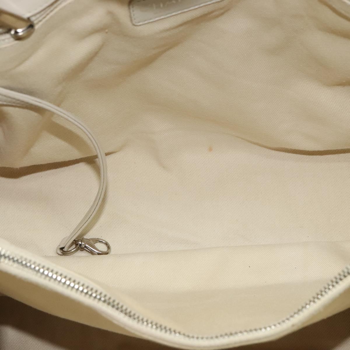 CHANEL Chain Hand Bag Leather 2way White Silver CC Auth BA840V