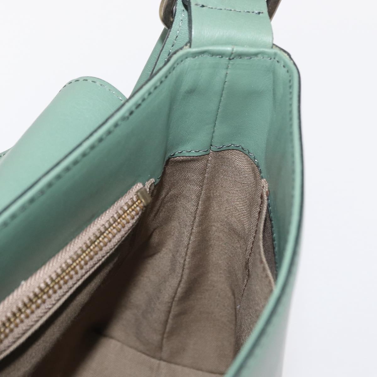 Chloe Shoulder Bag Leather Green Gold Auth BA8400
