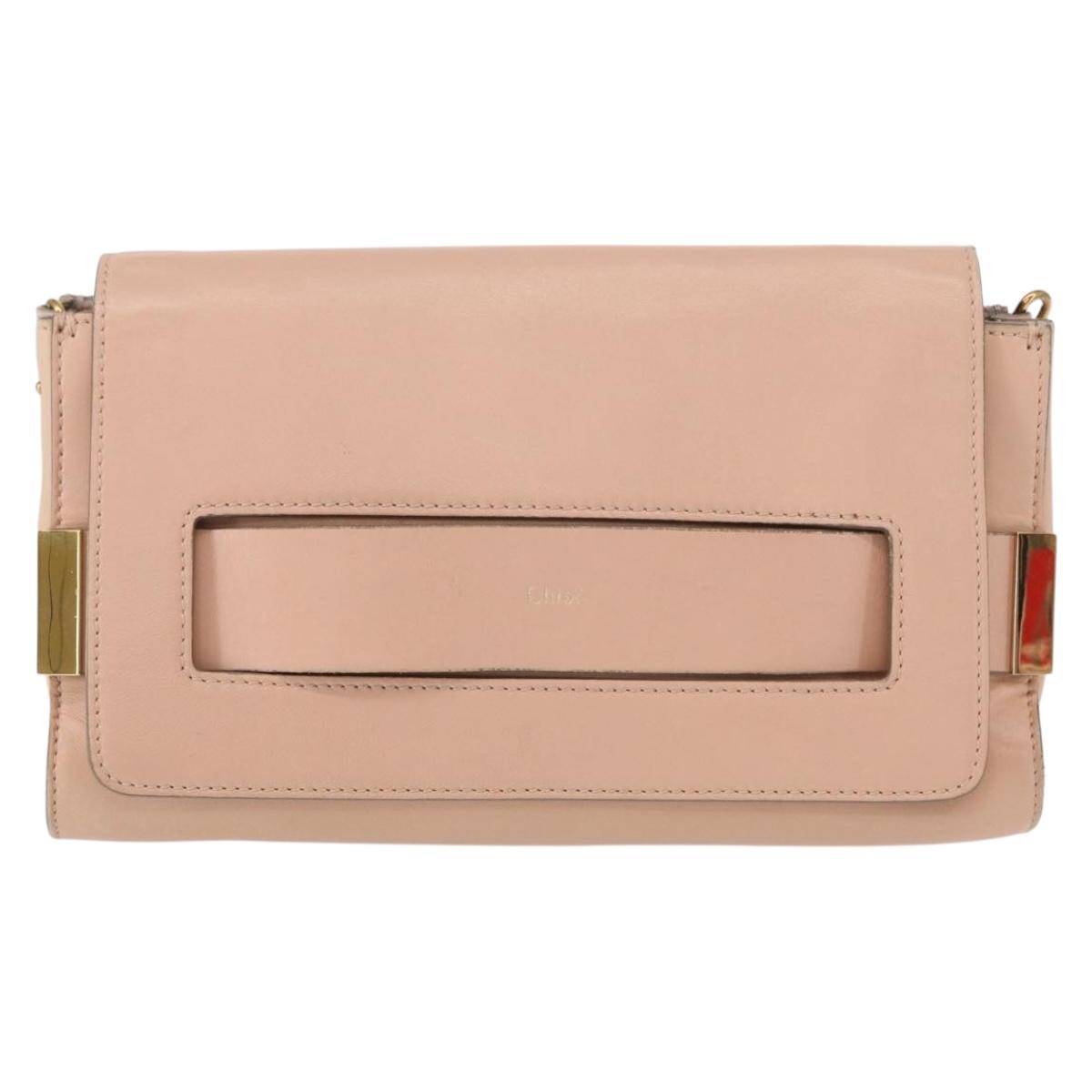 Chloe Chain Shoulder Bag Leather Pink Gold Auth BA8401