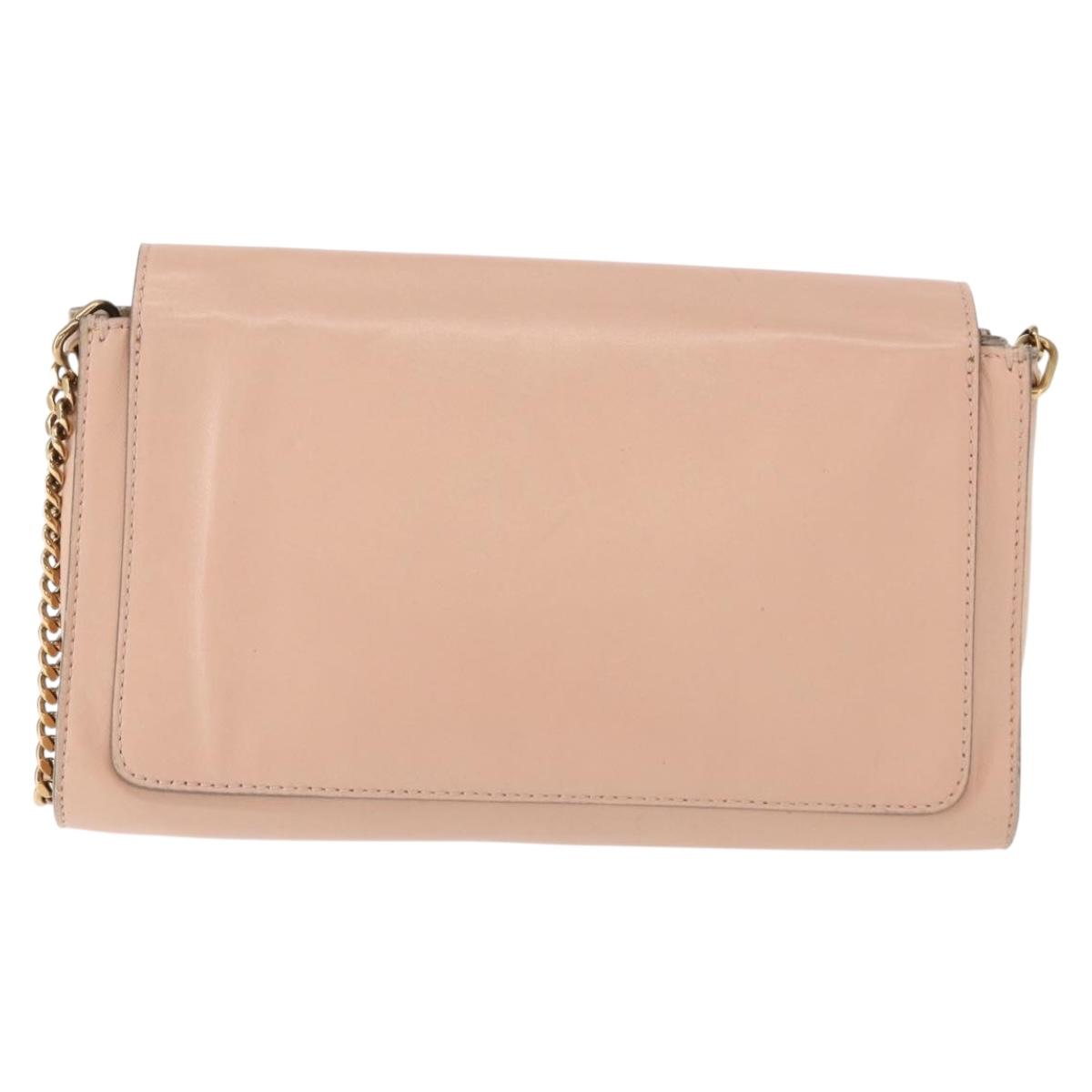 Chloe Chain Shoulder Bag Leather Pink Gold Auth BA8401