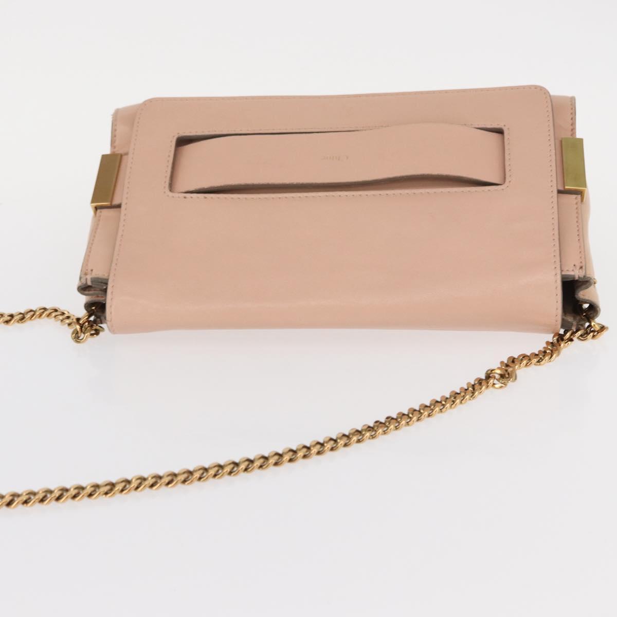 Chloe Chain Shoulder Bag Leather Pink Gold Auth BA8401