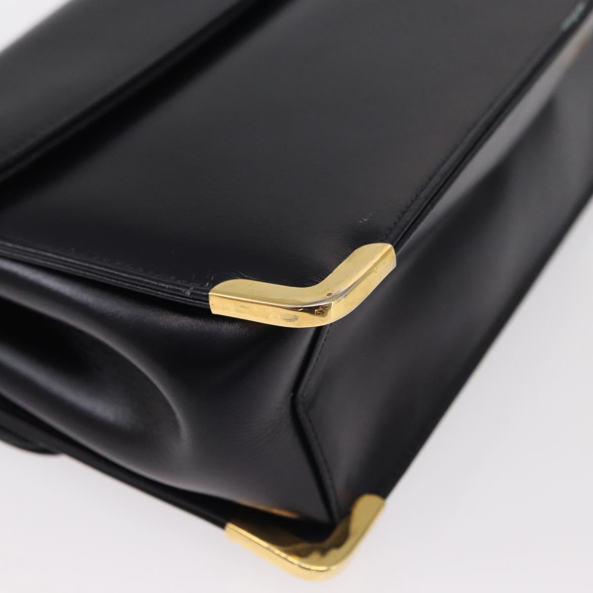 Christian Dior Shoulder Bag Leather Navy Gold Auth BA8402