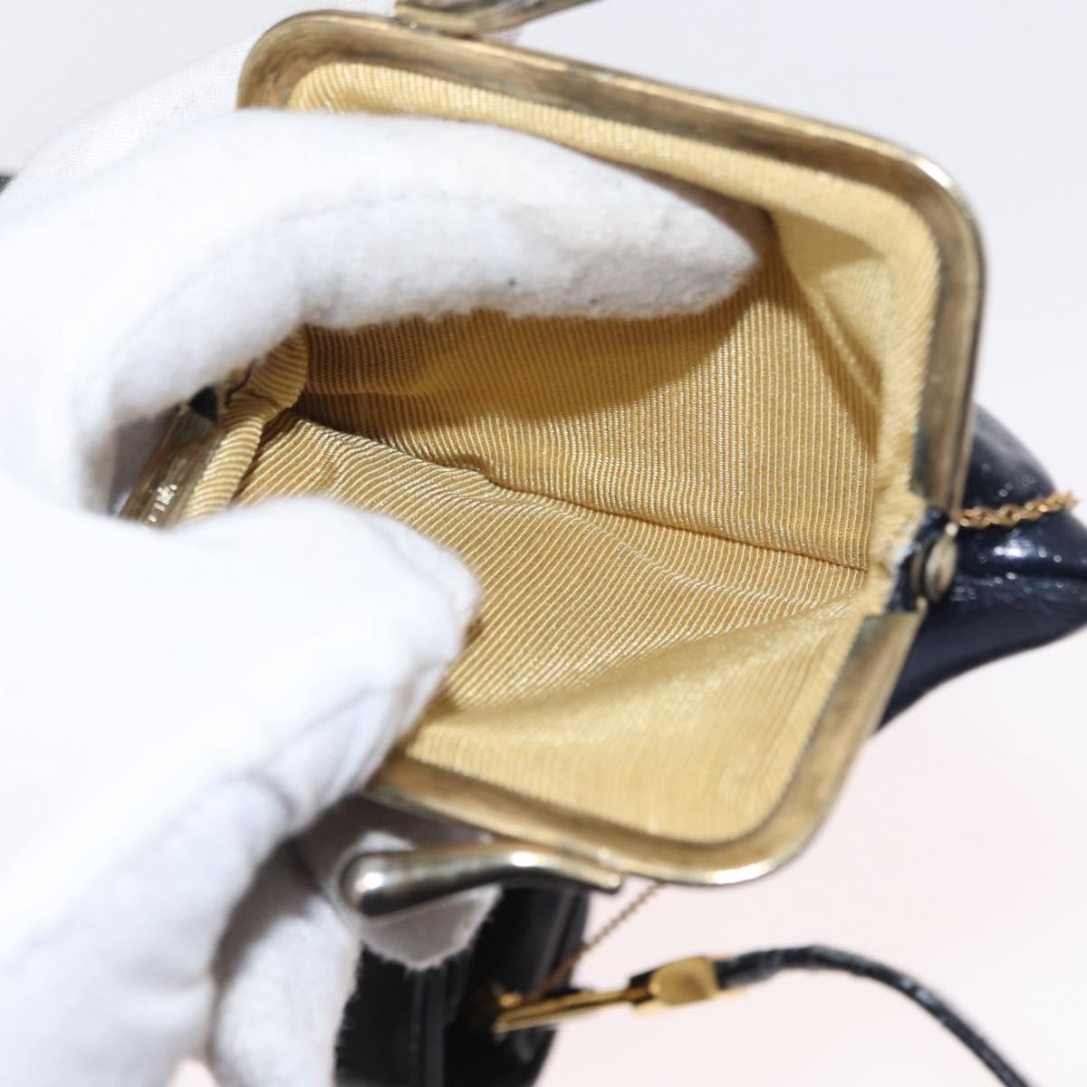 Christian Dior Shoulder Bag Leather Navy Gold Auth BA8402