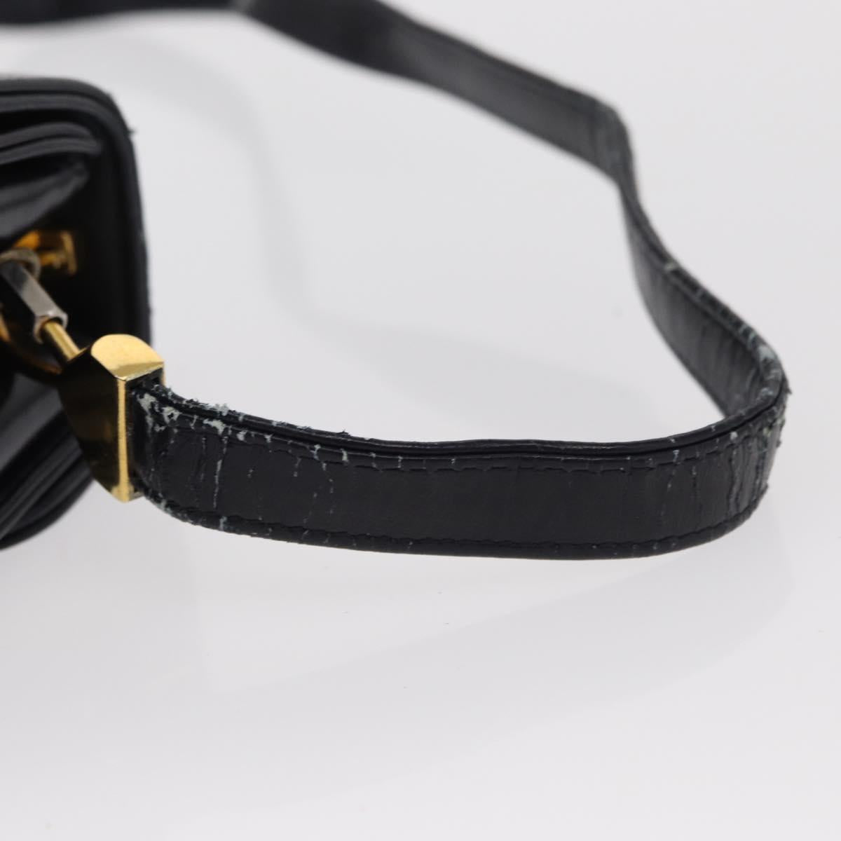 Christian Dior Shoulder Bag Leather Navy Gold Auth BA8402