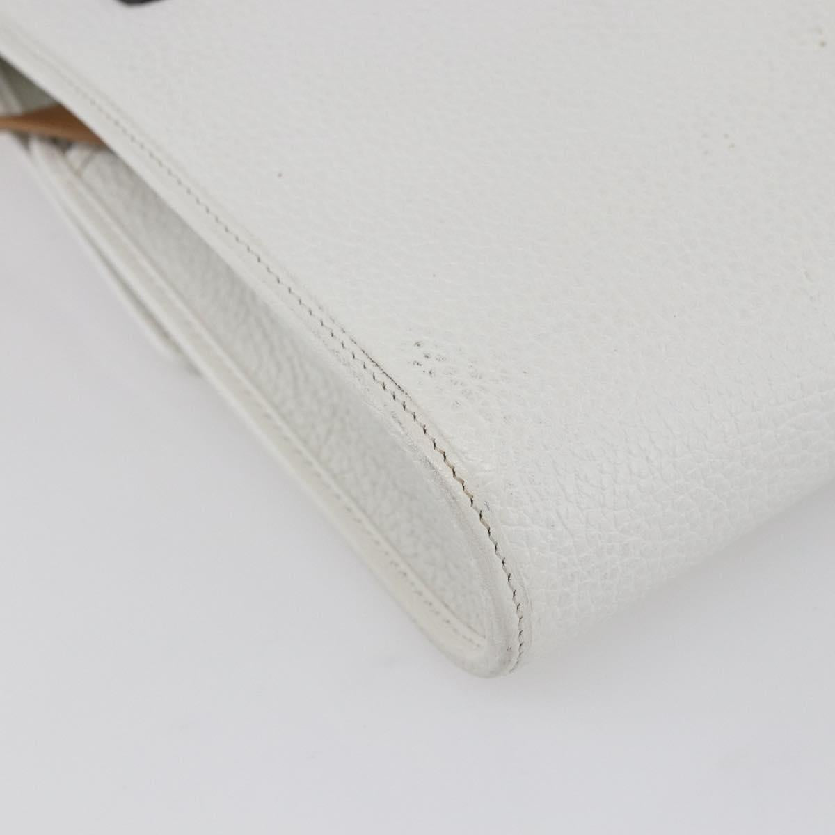 Christian Dior Shoulder Bag Leather White Gold Auth BA8403