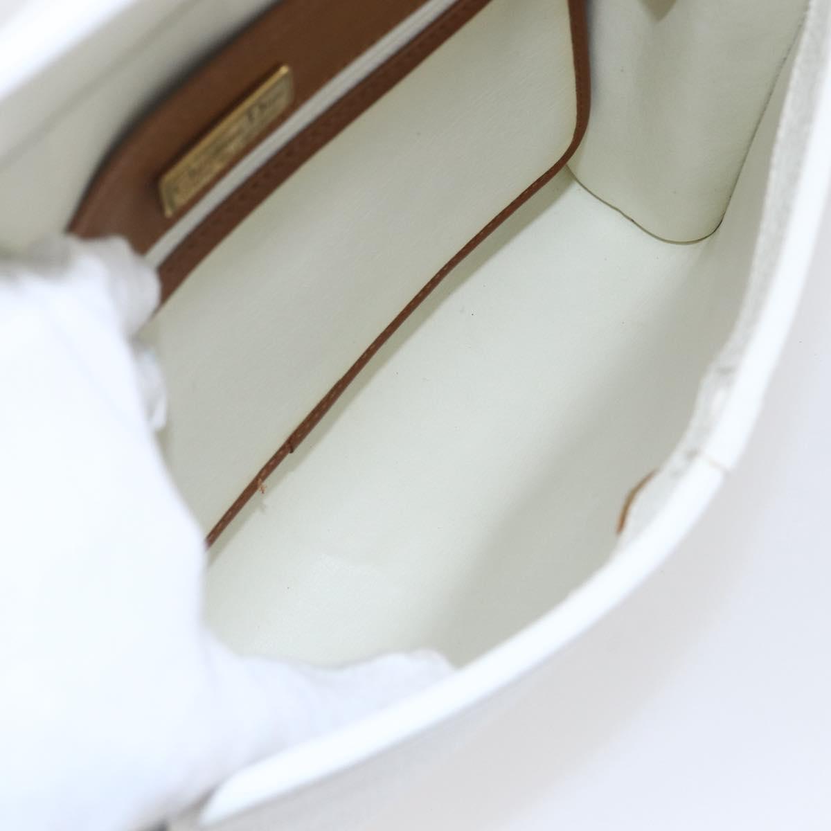 Christian Dior Shoulder Bag Leather White Gold Auth BA8403