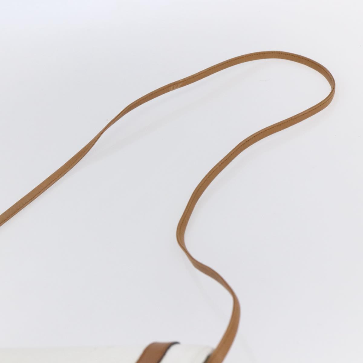 Christian Dior Shoulder Bag Leather White Gold Auth BA8403