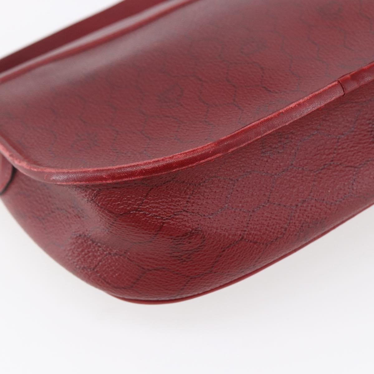 Christian Dior Honeycomb Canvas Shoulder Bag PVC Red Gold Auth BA8404